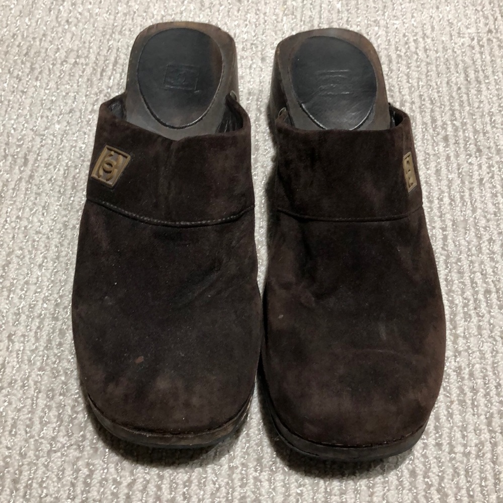 Authentic Chanel Clogs dark brown size 7
